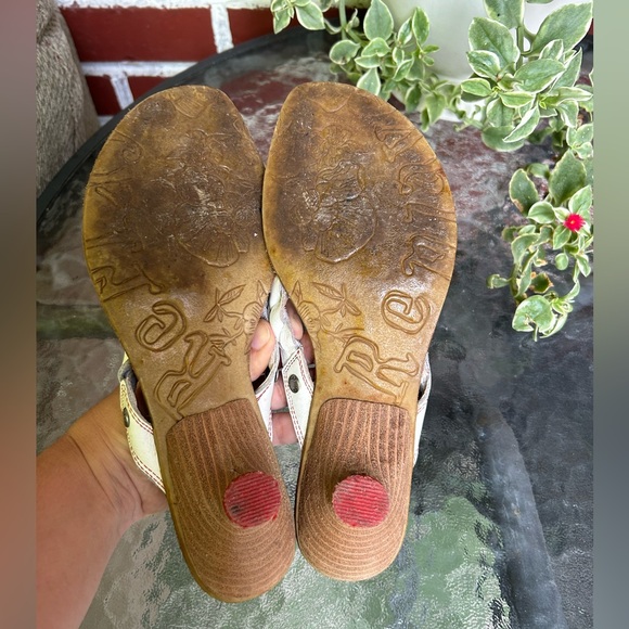 Replay | white braided leather heeled flip flop sandals | size 6.5 - Picture 5 of 7